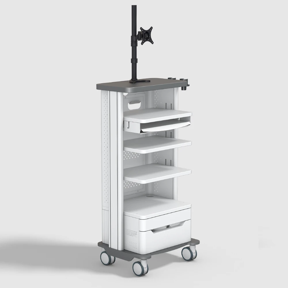 

YKD-2101 Metal Aluminum Alloy Hospital Medical Endoscopy Cart Trolley Endoscopic System Trolley