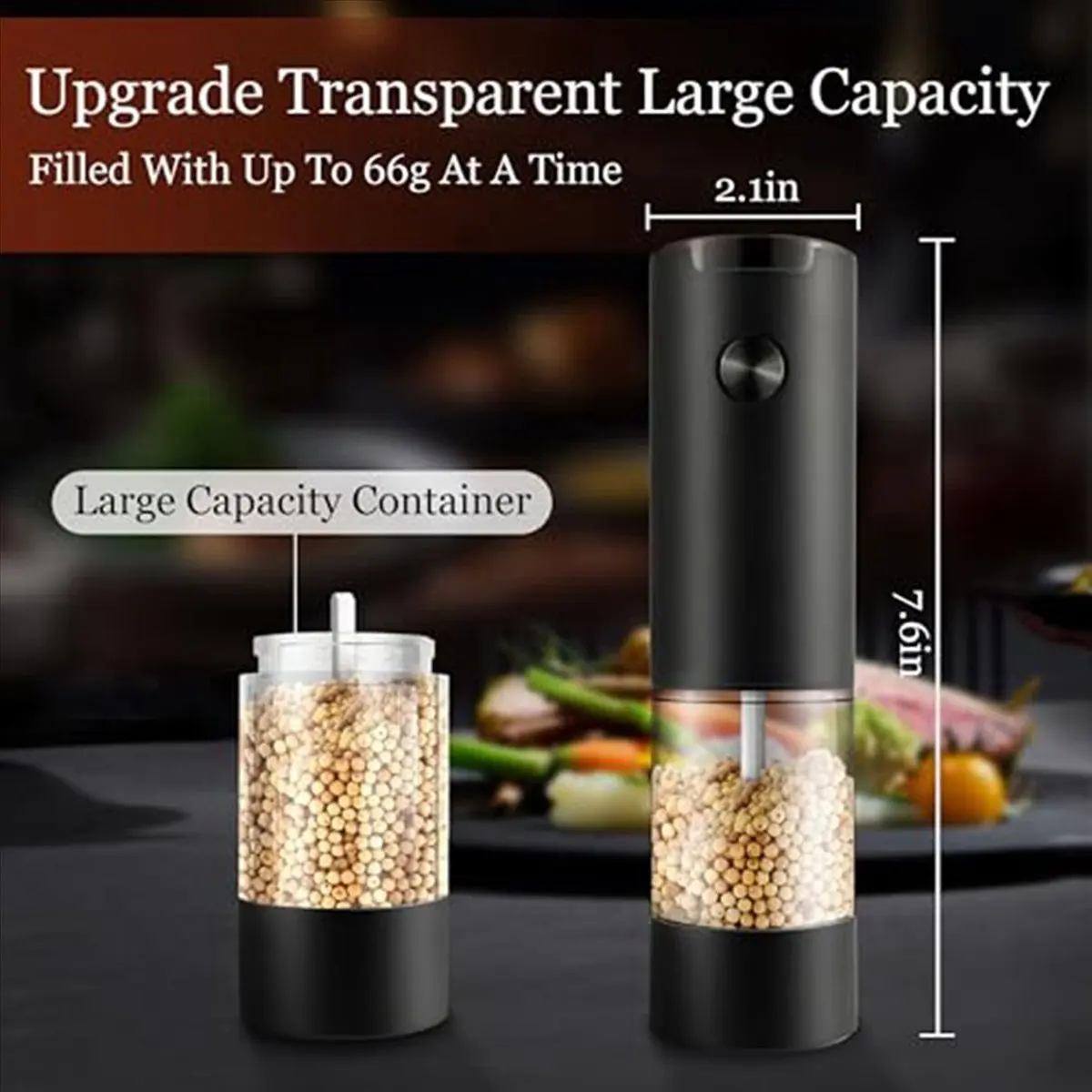 

(AIMA) Electric Salt and Pepper Grinder Automatic Mill Convenient One Hand Operation Perfect for Kitchen and BBQ