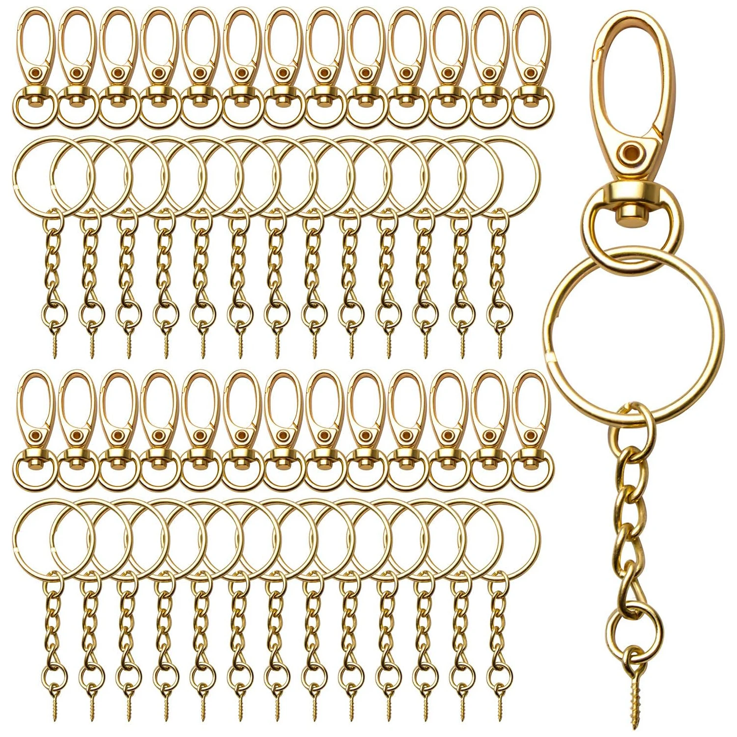 

25Pcs Metal Swivel Lanyard Clips Lobster Claw Clasps and 25 Pieces Key Rings Keychain with Screw Eye Pins for Keychain Crafting