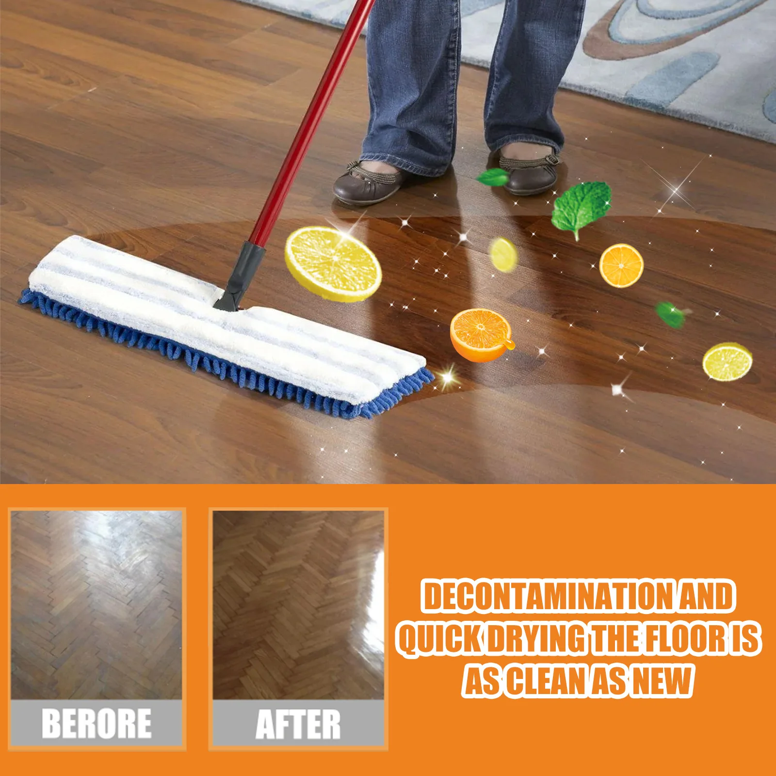 Jue-Fish floor cleaner powerful decontamination descaling wood floor cleaning tile cleaner polishing and brightening