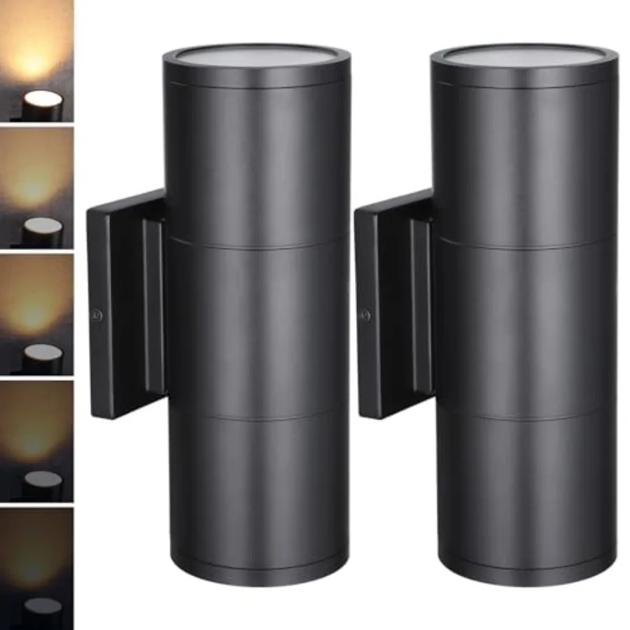3000K LED Cylinder Up Down Wall Light Outdoor, 0-277V Dimmable Alumum Waterproof High-end Wall Sconce, ETL Listed Exterior Fron
