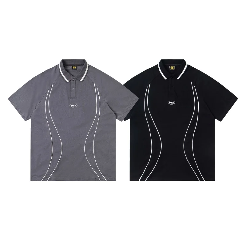 

Мужская простая свободная футболка в стиле ретро в стиле American High Street для летнего спорта и отдыха, хлопковая дышащая повседневная футболка...