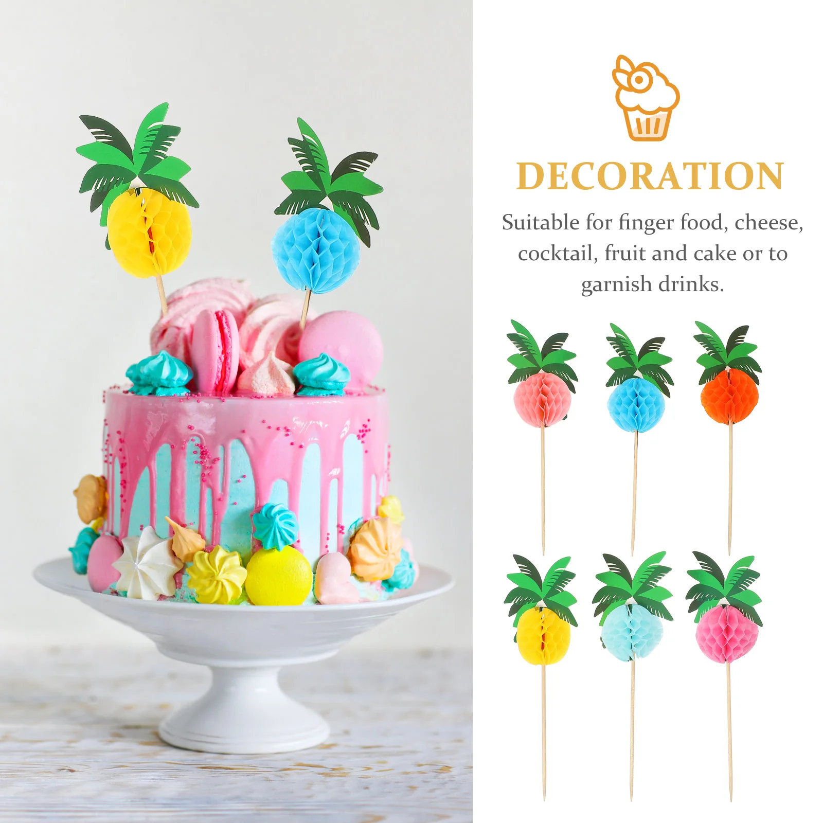 

50 Pcs Skewers for Cocktail Tree Coconut Fruit Sign Decorations Palm Sticks Wood