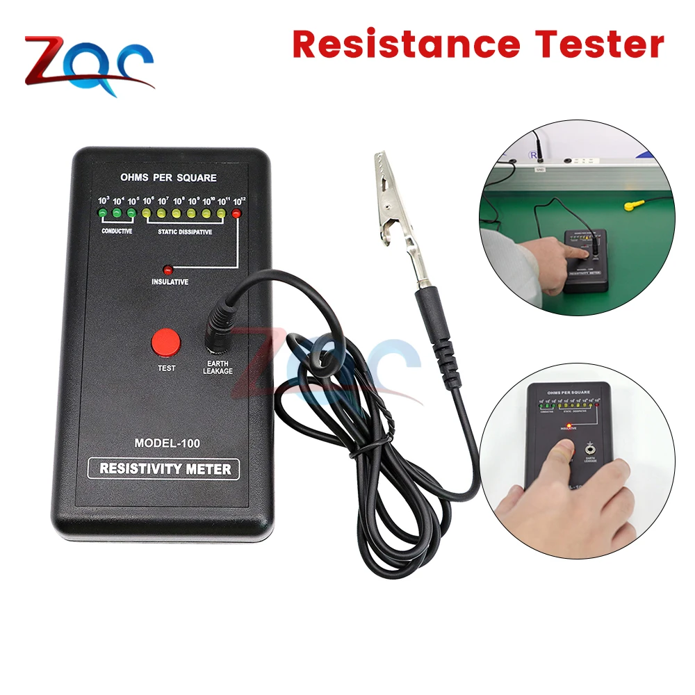 MODEL-100 ESD Surface Resistance Resistivity Meter Electrostatic Impedance Tester Static Electricity Tester Resistance Tester