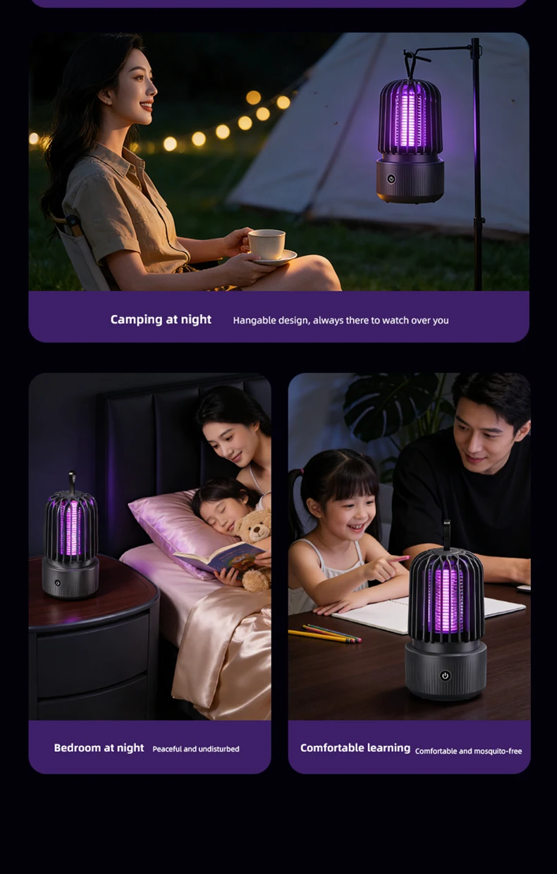 TINSOL Elektrische UV-Mückenfalle USB-Aufladbar Geeignet für Innen- und Außenbereich Mückenabwehrlampe – Detail 19