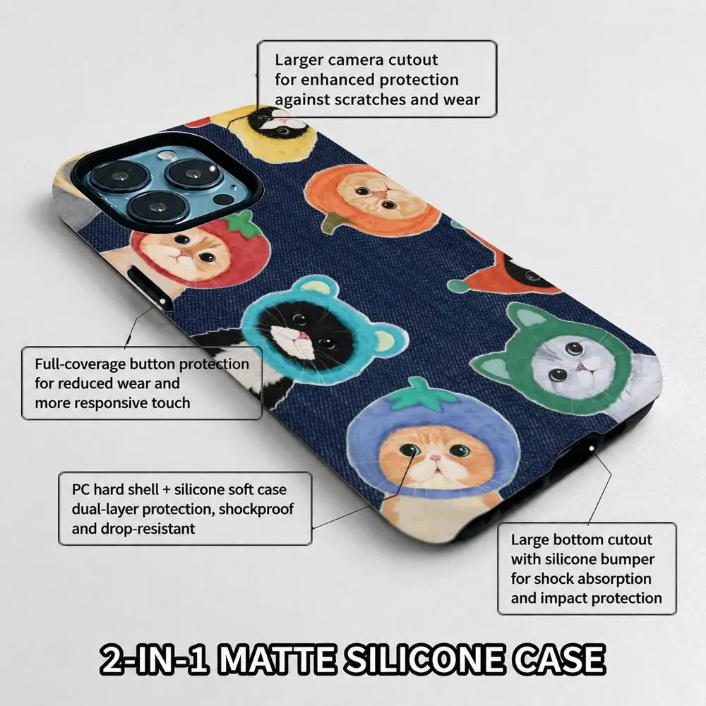 Cartoon Cat Phone Case Film material 2-in-1 Shell FOR IPhone 17 16 15 14 12 17Air 16e 13 Pro MAX 16Plus Cover view 5
