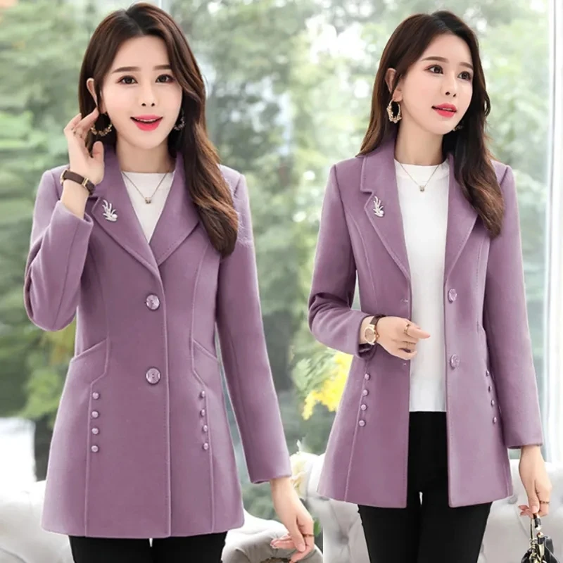 Autumn Winter Women's Woolen Coat New Female Casual Loose Women Woolen Blend Jacket Slim Lady Clothing Overcoat Outerwear