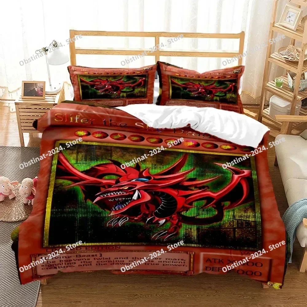 

2025 Anime Yu-Gi-Oh Game Card Bedding Set Printed Bed Set With Pillowcase Duvet Cover Soft Single Double Queen Super King Size