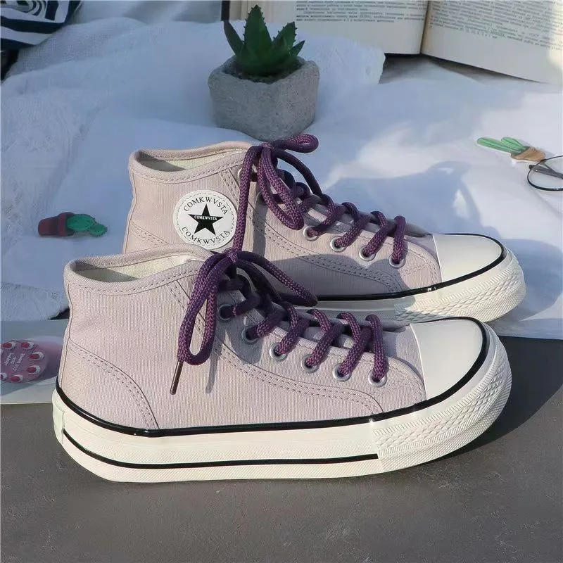 Zapatos De Mujer Tendencia Wanita Platform Sepatu Mango Kepala Wanita Kasual Kanvas Sepatu Bernapas Sepatu Skateboard Sepatu 2025