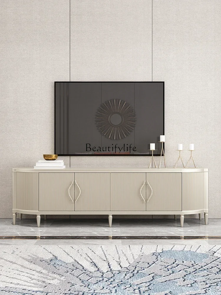 

yj9American light luxury solid wood TV cabinet French simple living room floor cabinet