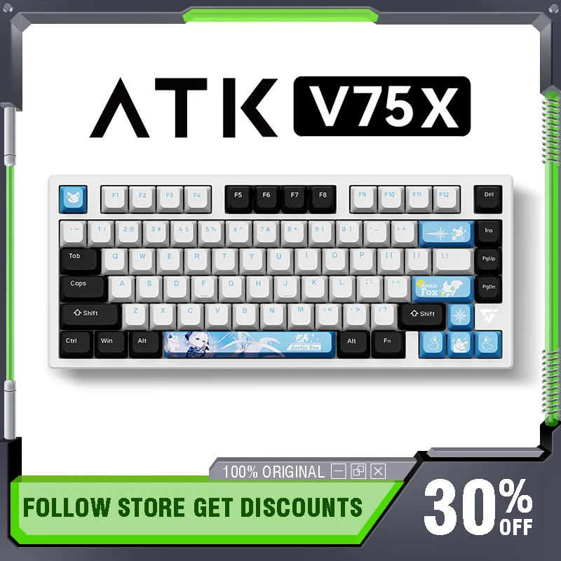 ATK VXE V75X Three Mode Mechanical Keyboard Customized Gas Structure Pc Gamer E-sprots Gaming Accessories 80 Key Keyboard Gifts