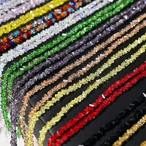 4MM Crystal Triangle Beads Beaded Plating Color Glass Loose Beads For DIY Jewelry Making Bracelet Necklace Earring Accessories