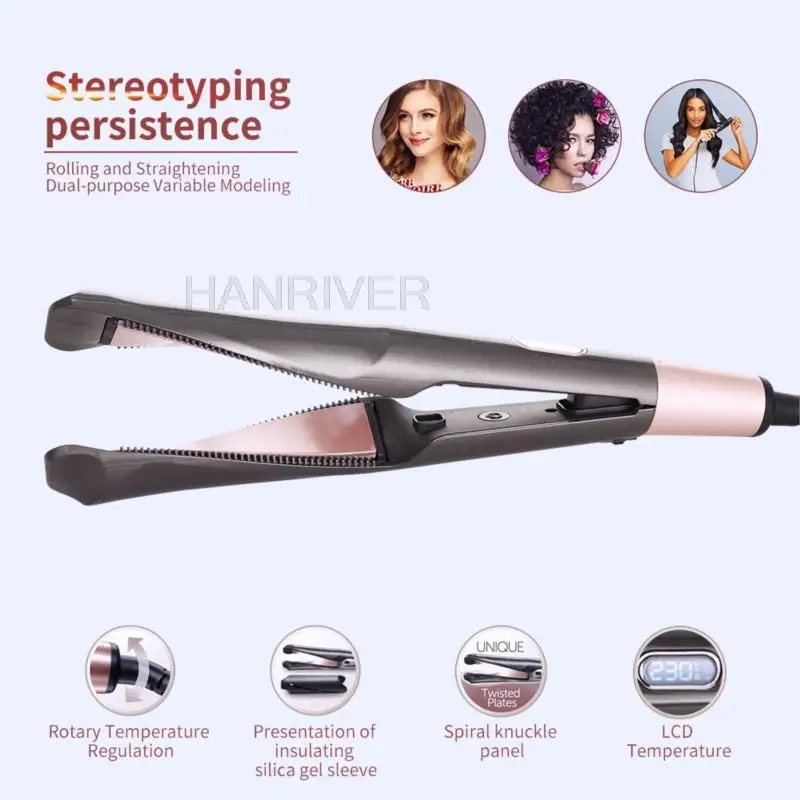 Выпрямитель для волос 2 в 1, щипцы для завивки волос, профессиональные, с быстрым нагревом, турмалиновая керамическая витая плодожка для укладки волос