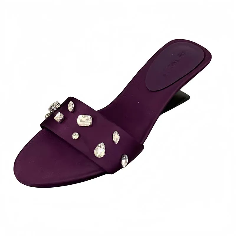 

Purple Slippers Wedges Heels For Woman Sandals Crystal High Heels Summe Shoes Casual Chunky Sandals Yellow