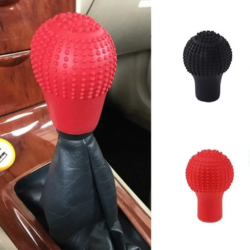 Car Gear Shift Knob Cover Silicone Universal Round Manual Shifter Handbrake Knob Non-slip Cover Interior Parts 1PC