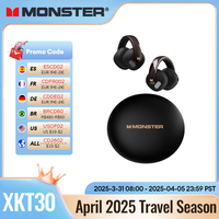 Monster Airmars XKT30 Wireless Bluetooth V5.4 Headset Ear Clip Dual Mode Earbuds Bass Enhancement Surround Sound Touch Earphones
