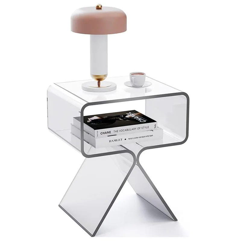 طاولة جانبية للسرير من الأكريليك بتصميم عصري وديكور منزلي شفاف لغرفة المعيشة وجانب القهوة بسيط #6