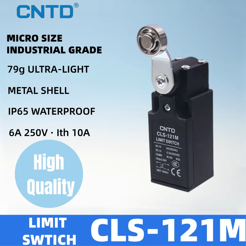 CNTD CLS-121M Crank Arm Limit Switch IP65 Waterproof 1NO 1NC 10A 380V Metal Shell Mini 79g Elevator Travel Switch