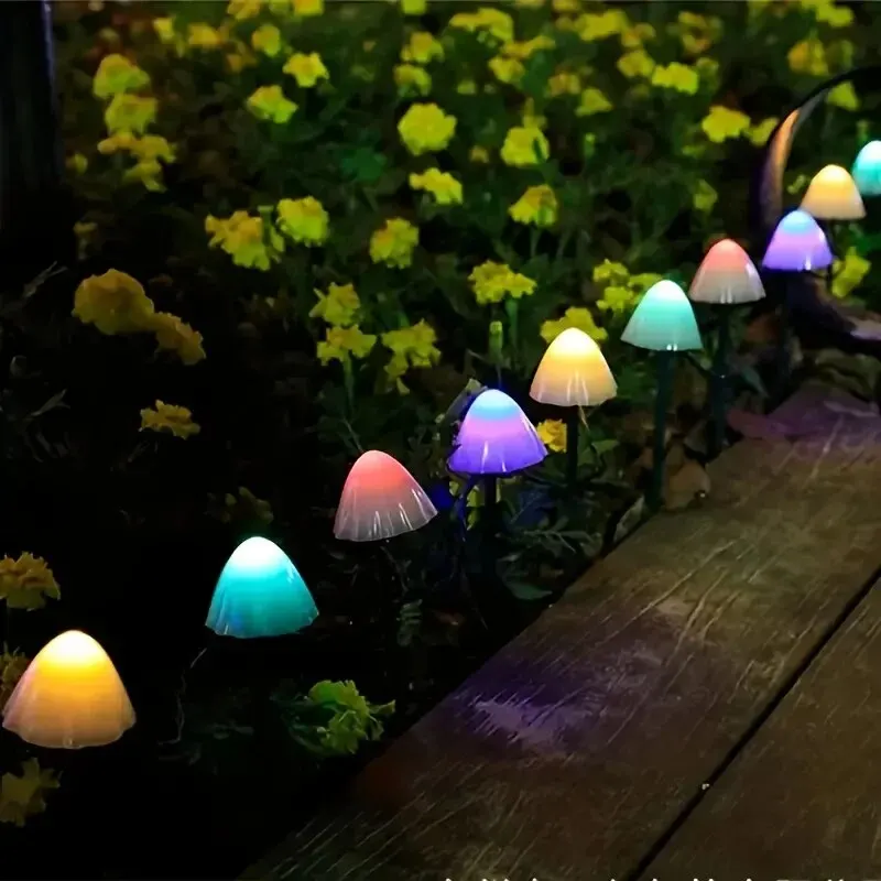 Led Solar Mushroom Lights Street Lights Outdoor Waterproof Lawn Decorative Lights Patio Garden Christmas Holiday Decoration