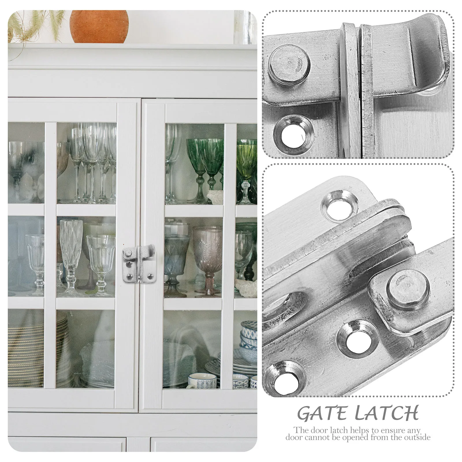 

2 Pcs Wooden Door Anti-theft Buckle Gate Lock Latches Safety Stainless Steel Garden