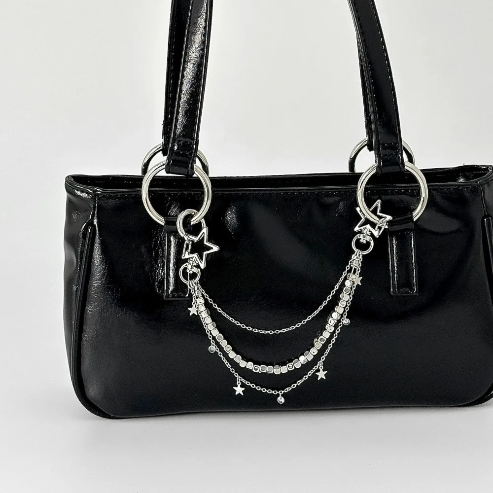 

Модная многослойная цепочка для сумки, металлическая сумочка со звездой и жемчугом, очаровательная сумка «сделай сам», аксессуары, акриловый брелок из бисера