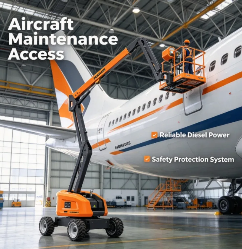 Articulating Boom Lift New 14M Electric Aerial Platform 1830x760mm Work Table 1400kg Load Folding Support Legs