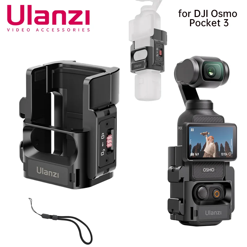 

Ulanzi PK-06 Quick Release Expansion Adapter for DJI Osmo Pocket 3 Light Tripod Mount with Cold Shoe 1/4" Screw Accessories Kit