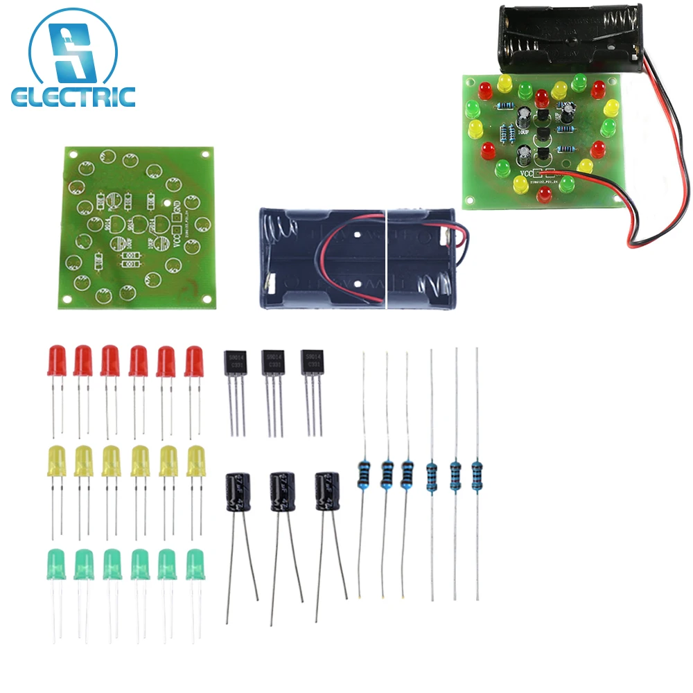 DIY Practice Kit Heart-shaped Flashing Lamp 18bit RGB LED Automatically Analog Circuit Electronic Soldering LED Alternately