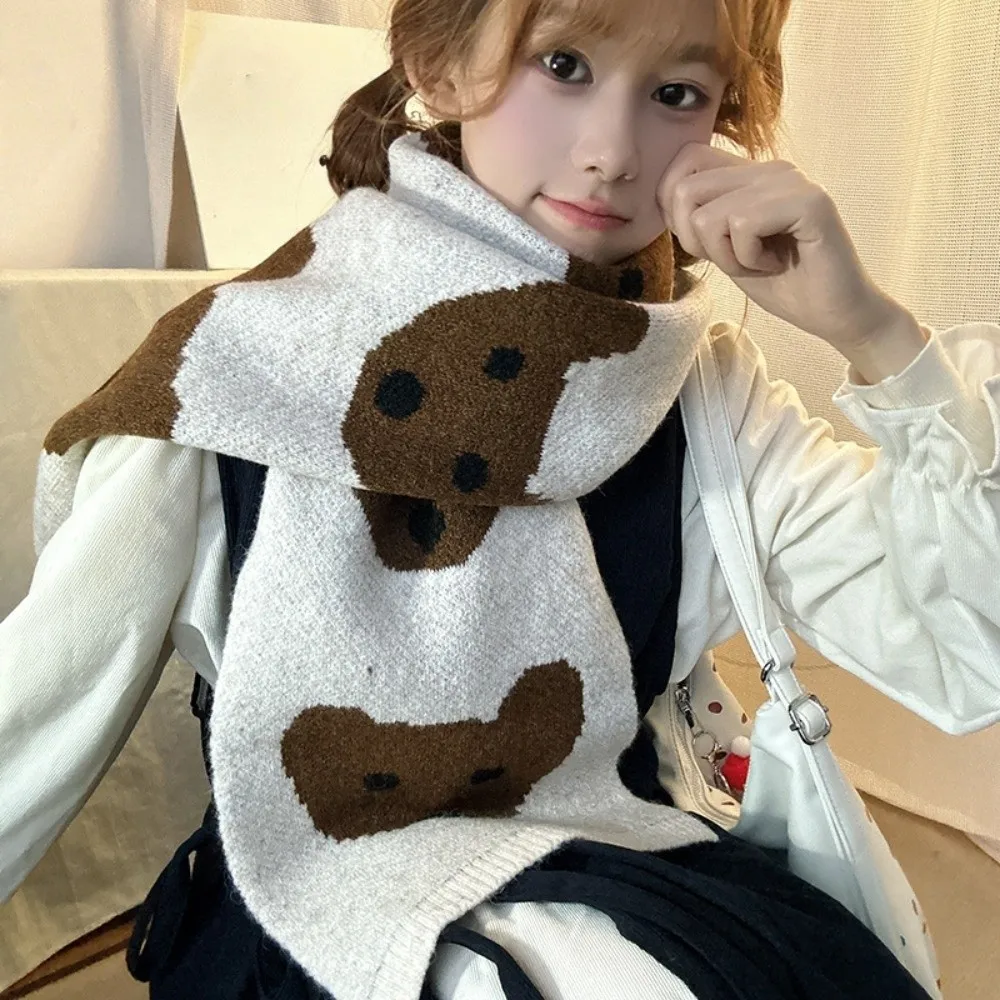 

Модный легкий шарф с рисунком щенка, ветрозащитный теплый шарф из смеси кашемира, милый вязаный платок в корейском стиле для женщин/мужчин