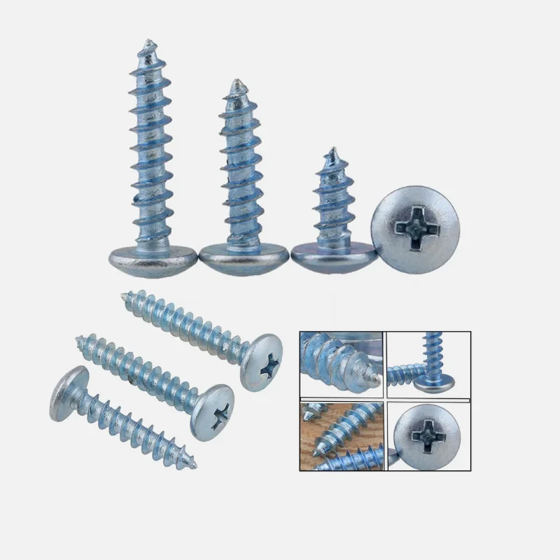 3-50pcs Blue Zinc-Plated Truss Head Phillips Screws M3M4M5M6 Carbon Steel Mushroom Head Phillips Hex Socket Self -Tapping Screws