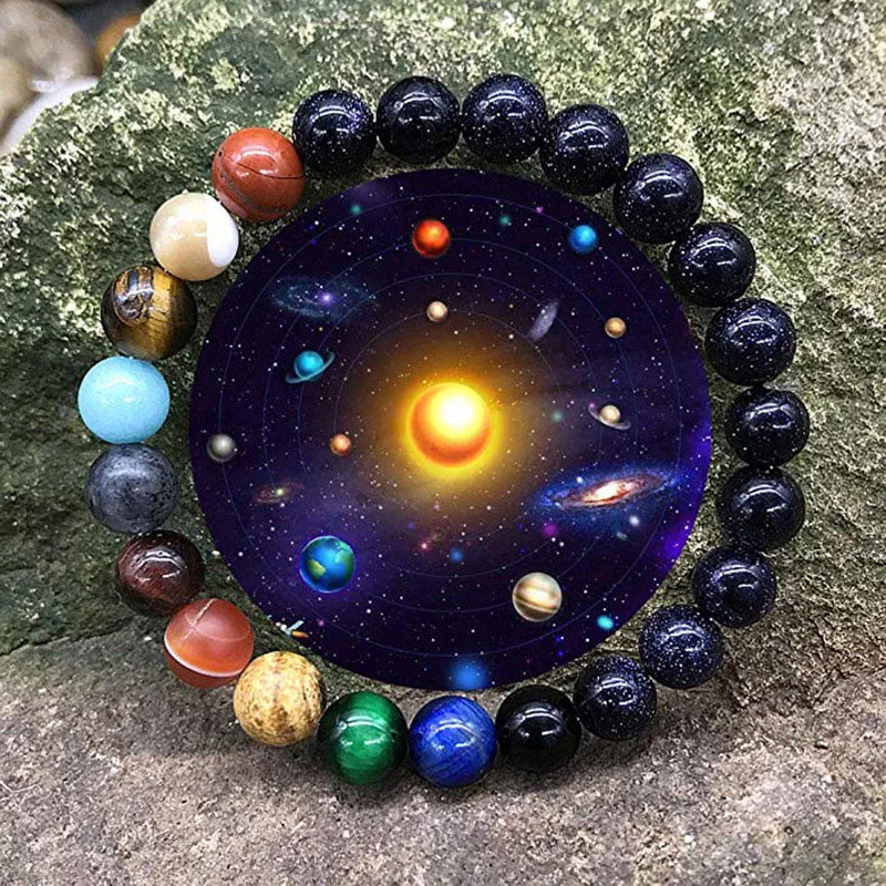 Eight Planets Bead Bracelet Universe Yoga Chakra Bangle Jewelry Gift for Men Women Car Styling