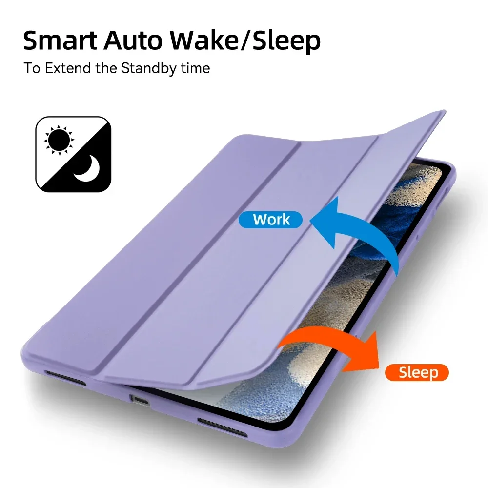 กรณี Fit Samsung Galaxy แท็บเล็ตสําหรับ S6 lite Tab A9 A8 A7 S7 S8 S9 และ Plus FE Smart Auto Sleep Wake ฟังก์ชั่นฝาครอบซิลิโคน