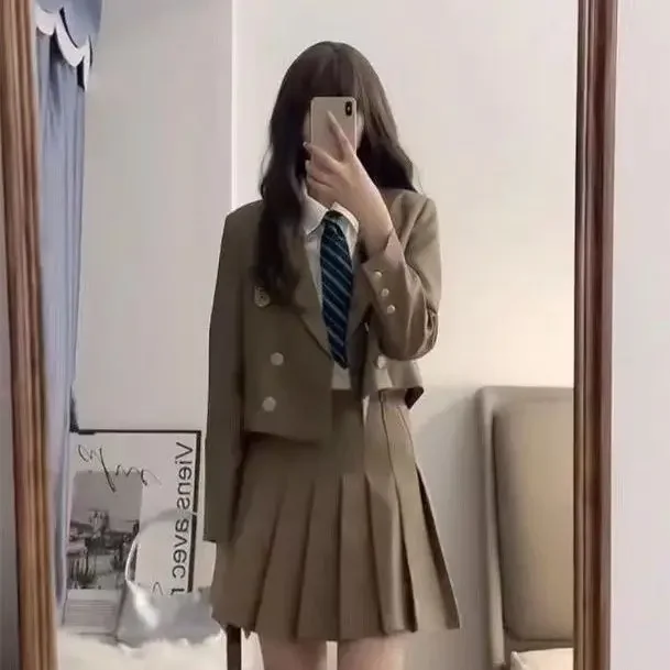 اليابانية طالب زي مدرسي الكورية أزياء الخريف الشتاء الحلل مدرسة بنات مطوي تنورة سيدة البدلة الزي الرسمي مجموعة