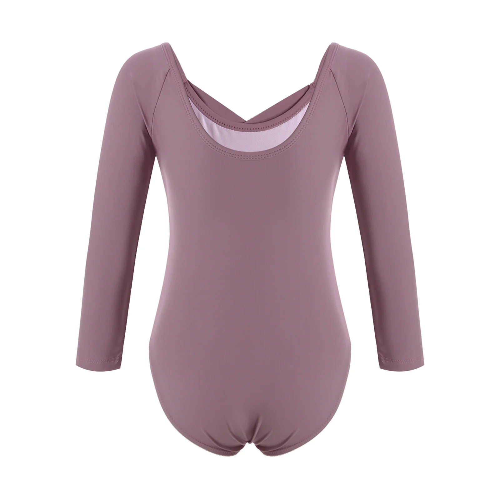 Kids Girls Long Sleeve Ballet Gymnastics Leotard Ruched Ice Figure Skating Jumpsuit Bodysuit for Warm-up Practice Dance Jumpsuit