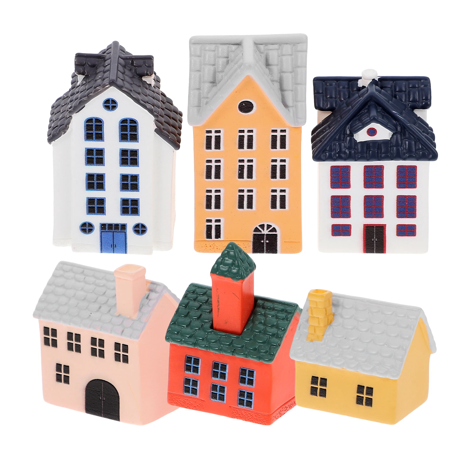 

6pcs Villa Figurines Resin Mini House Cottage for Garden Terrarium Landscape Ornament Micro Miniature Crafts Decorative Figure