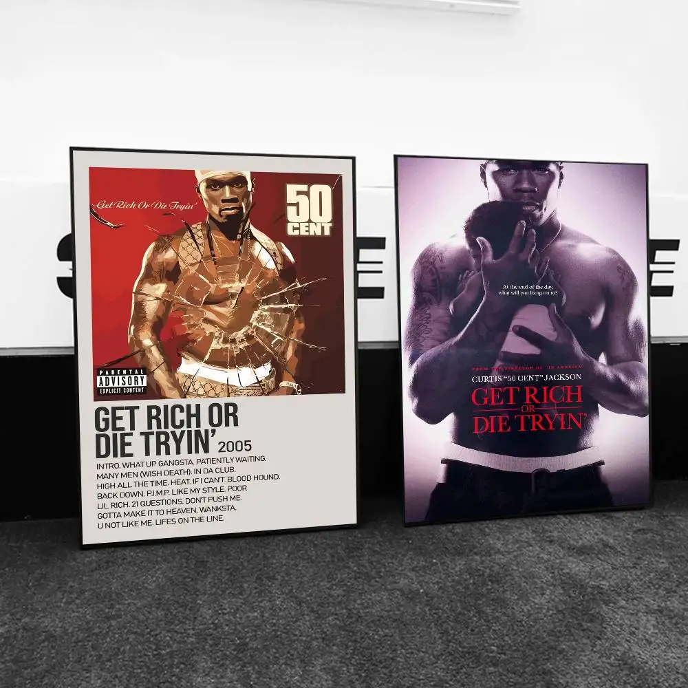 1 قطعة 50 سنتًا احصل على الغنية أو يموت جرب ملصق طباعة لغرفة النوم غرفة المعيشة ديكور المنزل اللوحة جدار الفن HD صورة جدارية #4