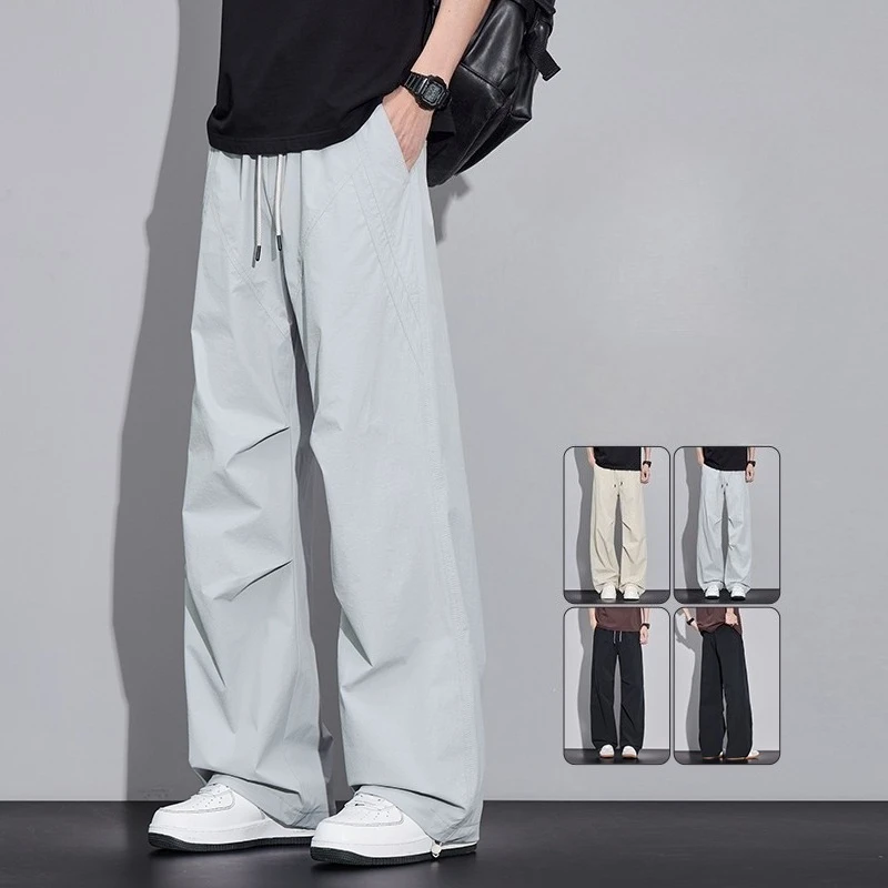 

Fashion Mens Loose Pants Korean Elastic Waistband Trousers Oversize Sports Streetwear Male Casual Men Clothing Sweatpants