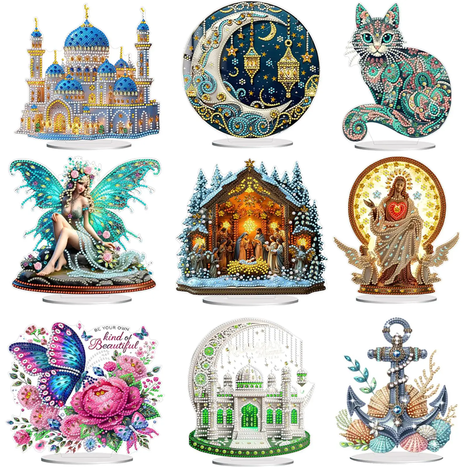 

Acrylic Special Shaped Islamic Ramadan 5D DIY Diamond Art Tabletop Decorations Diamond Painting Desktop Decorations for Beginner
