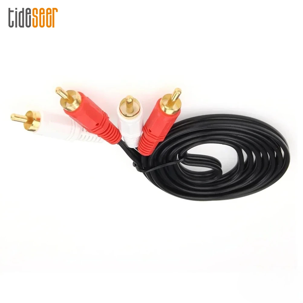 200pcs 5ft Long 2 RCA Male to 2 RCA Male Stereo Audio Y Cable Adapter Wire 1.5m for Speakers DVD TV CD Sound Amplifier