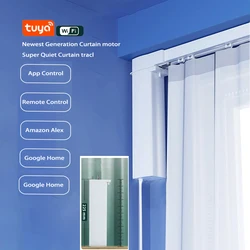 Newest tuya wifi Electric Smart curtain Motor Motorized System Customizable Track Rod Support Alice Alexa Google For Smart Home