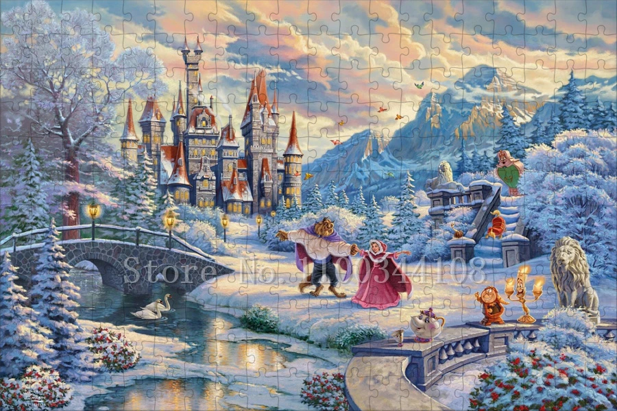 Disney Beauty and The Beast Jigsaw Puzzles 35/300/500/1000 Pieces Cartoon Puzzles for Children Intelligence Game Toys