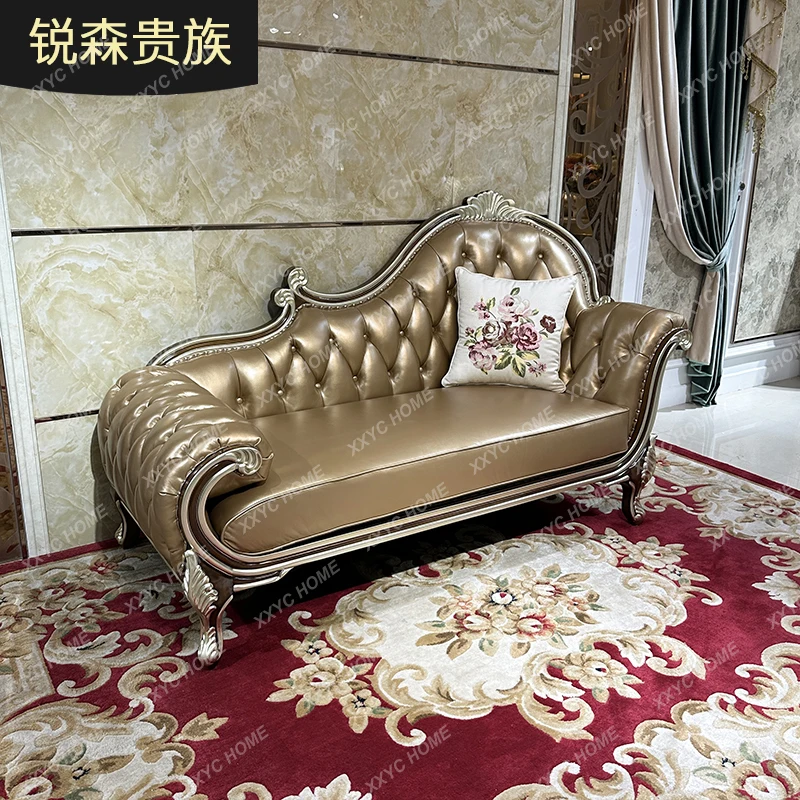 L court balcony concubine chair solid wood leather bedroom concubine chair household