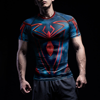 Men Compression Tights Sports T-Shirt,Super Hero 3D Digital Printing Fitness Shirt Spider Cosplay Workouts Running T-Shirt