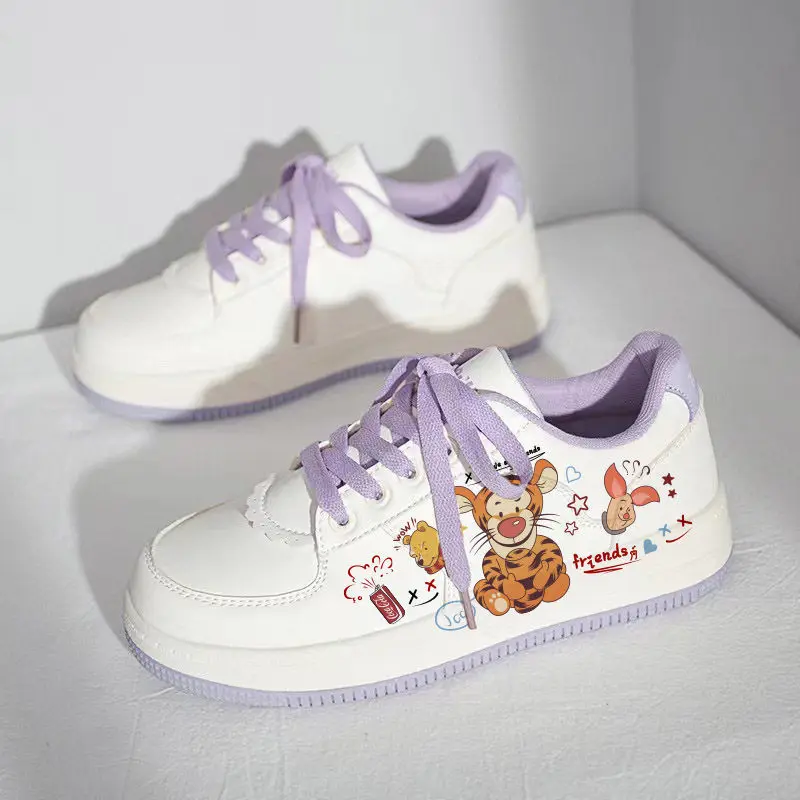 Winnie The Pooh Tigger Shoes Cartoon Cute Shoes Summer Youth New Flat Shoes Low-top White Shoes Breathable All-match