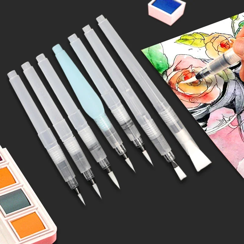 Ginflash 1PC/3PC/6PC Portable Paint Brush Water Color Brush Soft Watercolor Pen solid watercolor paints Painting Drawing