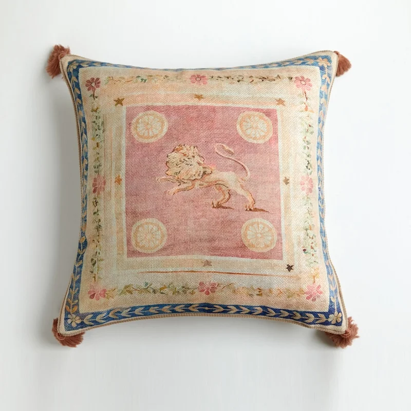 Soft Pink Pillows Luxury European Style Cushion Case Retro Geometric Decorative Pillow Cover For Sofa Chair Home Decorations