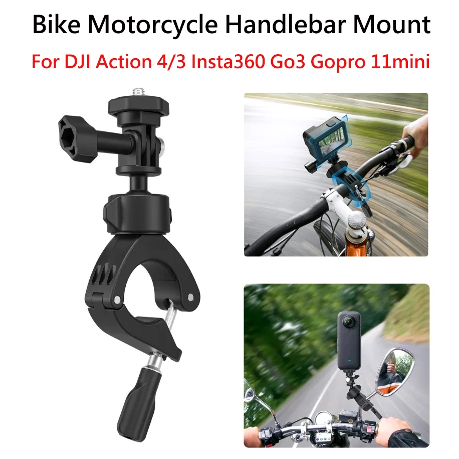 

Bike Motorcycle Clip 360° Super Clamp 1/4" Hole Bracket Expansion Mount For DJI Action 4 Insta360 X4 Ace Gopro Camera Accessory