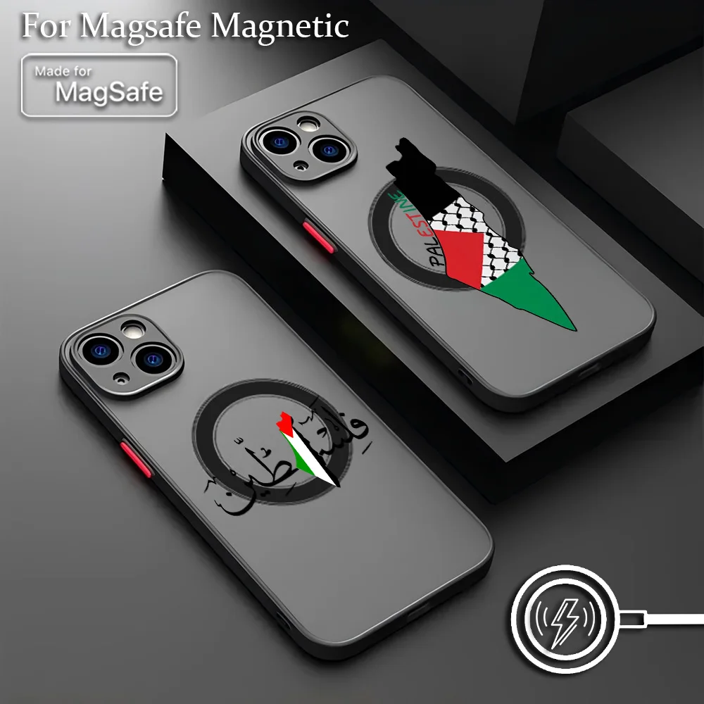 Palestine Flag Map Passport Phone Case For Samsung Galaxy S25 S24 S23 S22 S21 S20 FE Plus Ultra 5G Matte Magnetic Back Cover