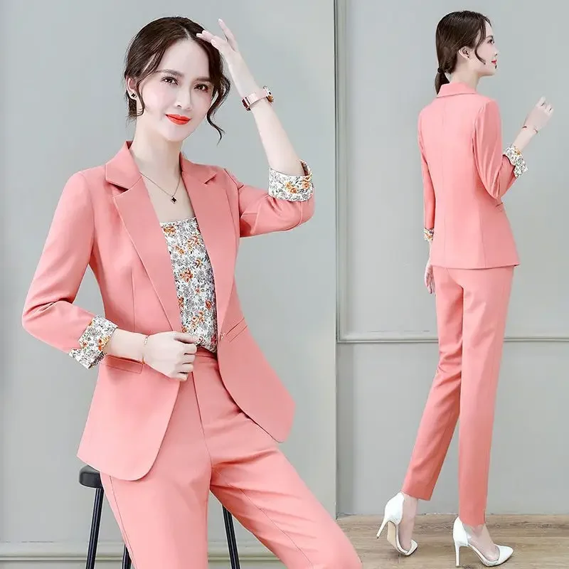 Black Office Two Pieces Sets Pants for Woman Pink Blazer and Trousers Suits Women\'s 2 Pant Set Green Professional Outfits Co Ord