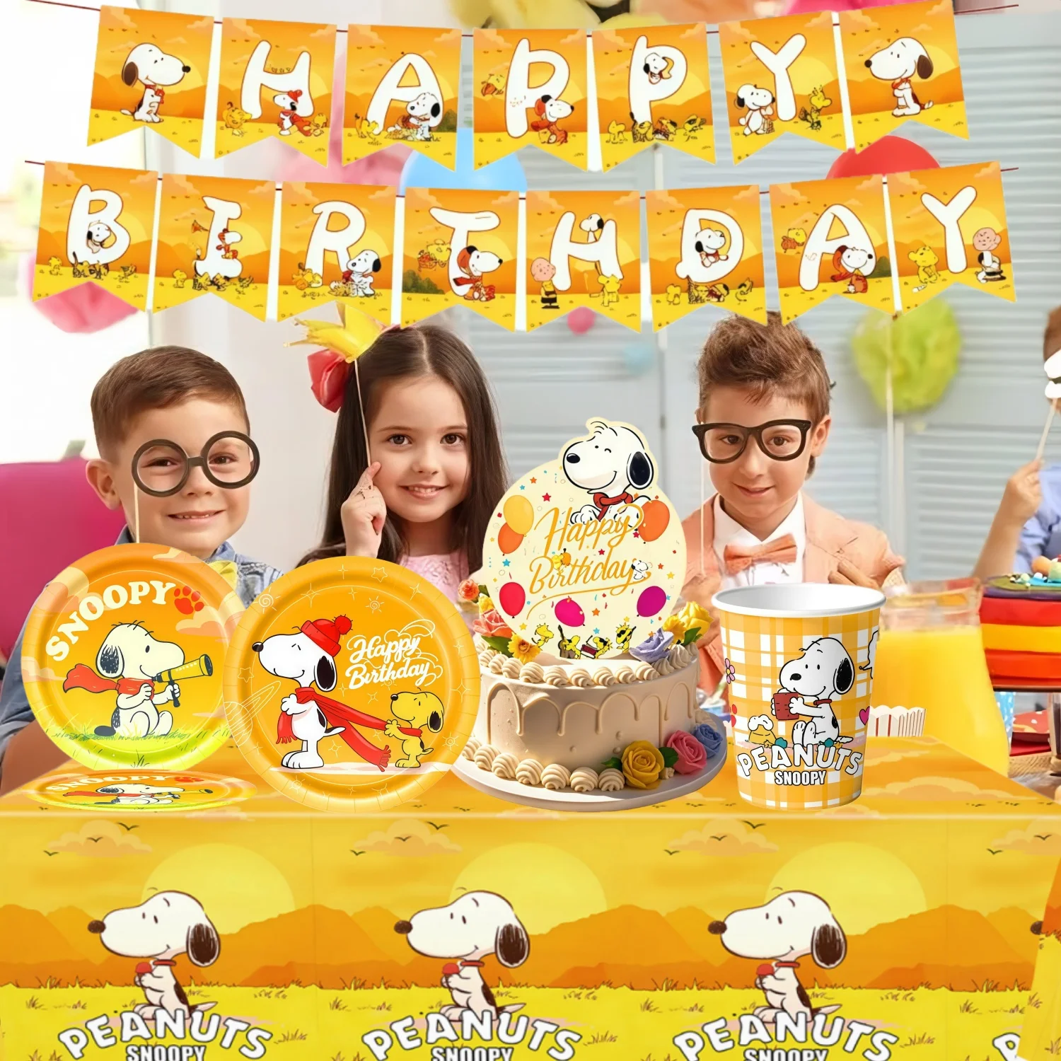 Birthday Snoopy Decoration Disposable Tableware Snoopy Tablecloth Plate Cup Napkin Baby Shower Snoopy Party Girl Party Favors - Image 6